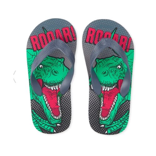 Boys Dinosaur Roar Flip Flops- Green