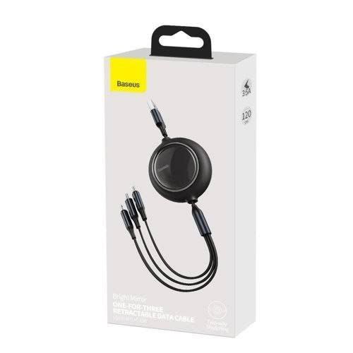 Baseus Bright Mirror One-for-three Retractable Data Cable USB To M+l+c 3.5a