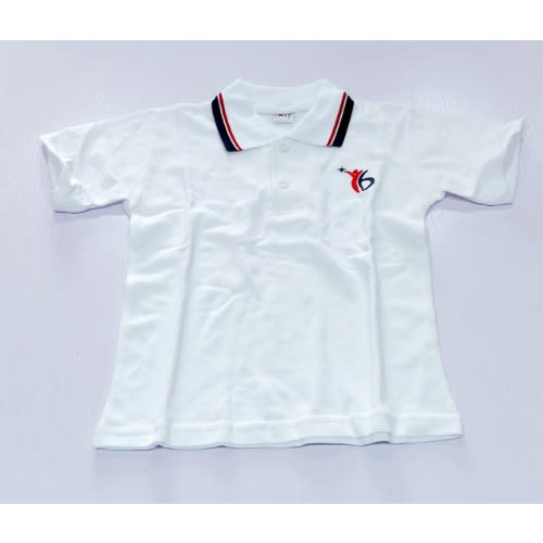 Boys Polo With Striped Collar - White
