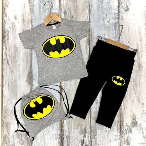 3 In 1 Batman Set For Boys With Bag- Grey