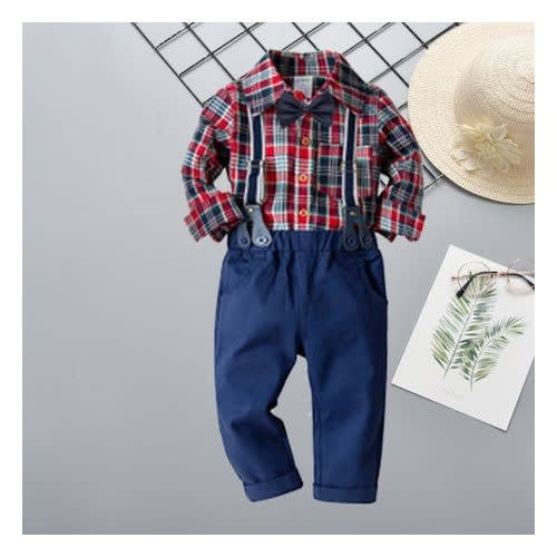 Big Boy Multicolor Check With Suspenders