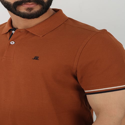 Men Slim Fitted Polo Shirt - Ginger Brown Colour