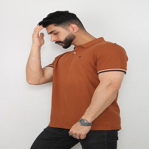 Men Slim Fitted Polo Shirt - Ginger Brown Colour