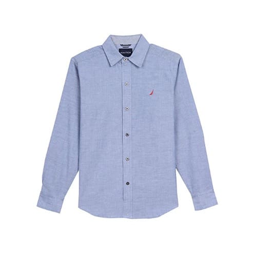 Boys' Solid Chambray Long Sleeve Button Down Shirt - Blue