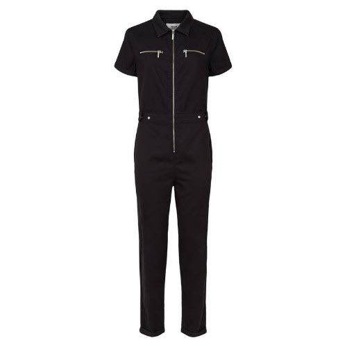 Black Zip Up Denim Utility Boilersuit