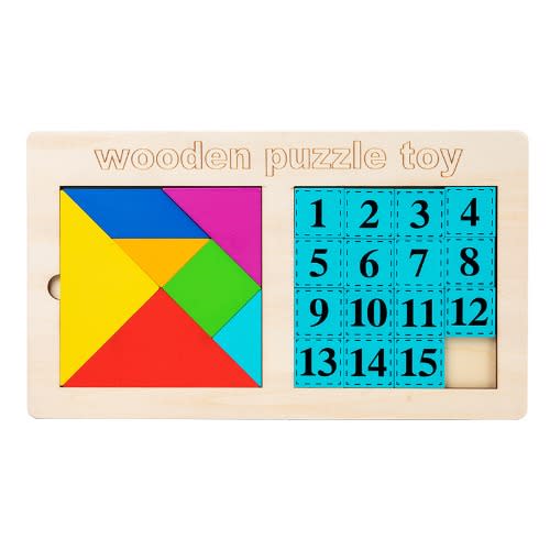 Kids Wooden Tangram Jigsaw  Toy Number Cognition Puzzle