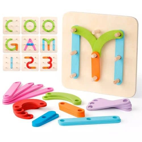 Kids Wooden Diy Alphanumeric Construction Toy Game