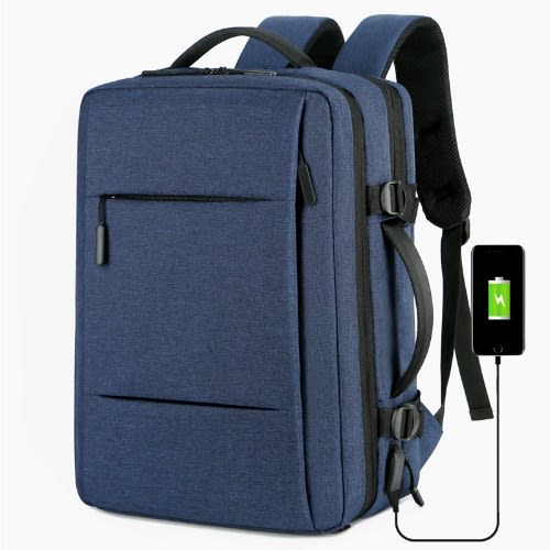 Men Large Capacity Expandable Backpack With  Usb Charging