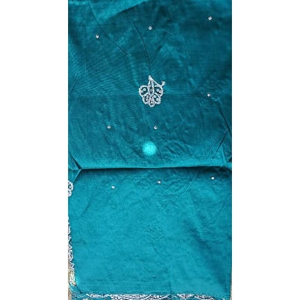 Bedazzled And Embroidered Green Indian George With Blouse - 7 Yards