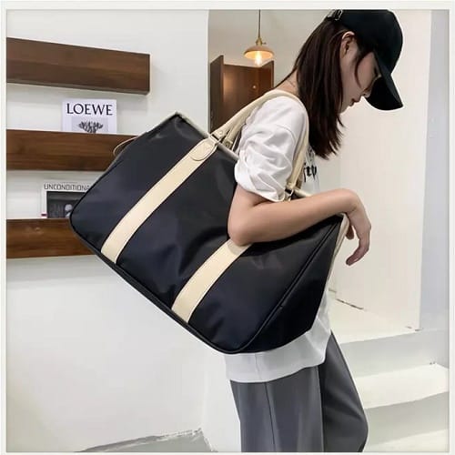 Men Nylon Travel Bag Fitness Sports Gym Bag - Black