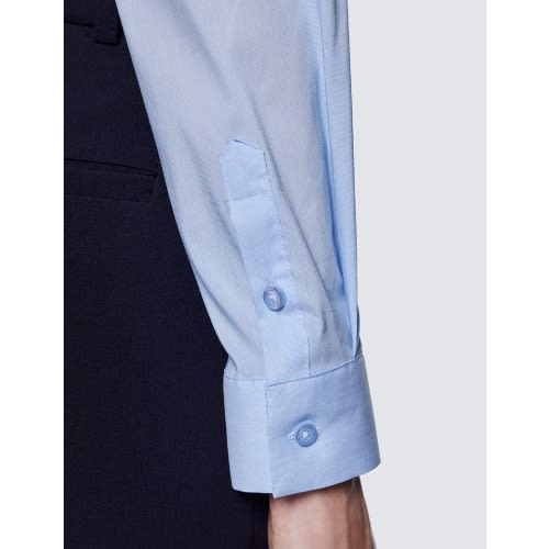 Women's Light Blue Relaxed Fit Cotton/ Nylon Shirt With Tie Detail