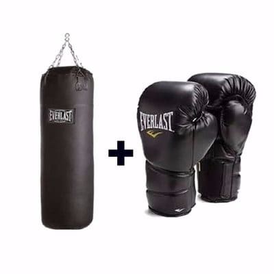Elite Punch Bag & Boxing Gloves - Black