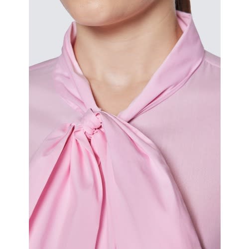Women's Light Pink Relaxed Fit Luxury Cotton Nylon Shirt With Tie Detail
