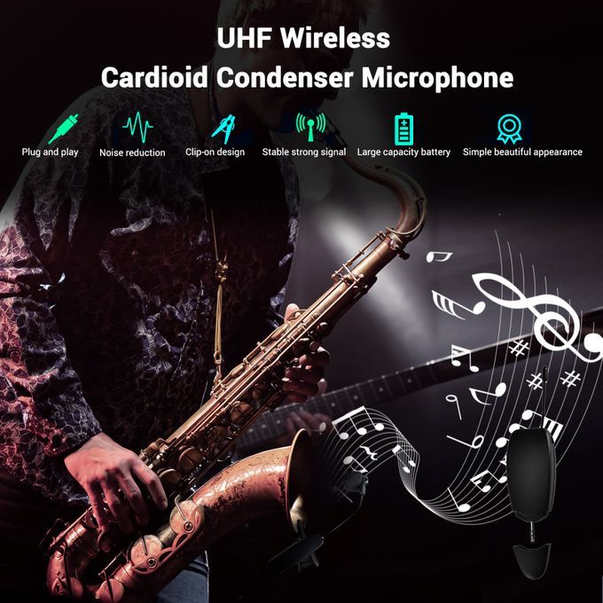 UHF Wireless Cardioid Condenser Microphone Clip-on Musical