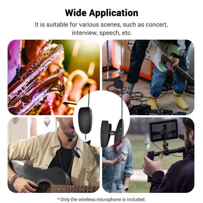 UHF Wireless Cardioid Condenser Microphone Clip-on Musical