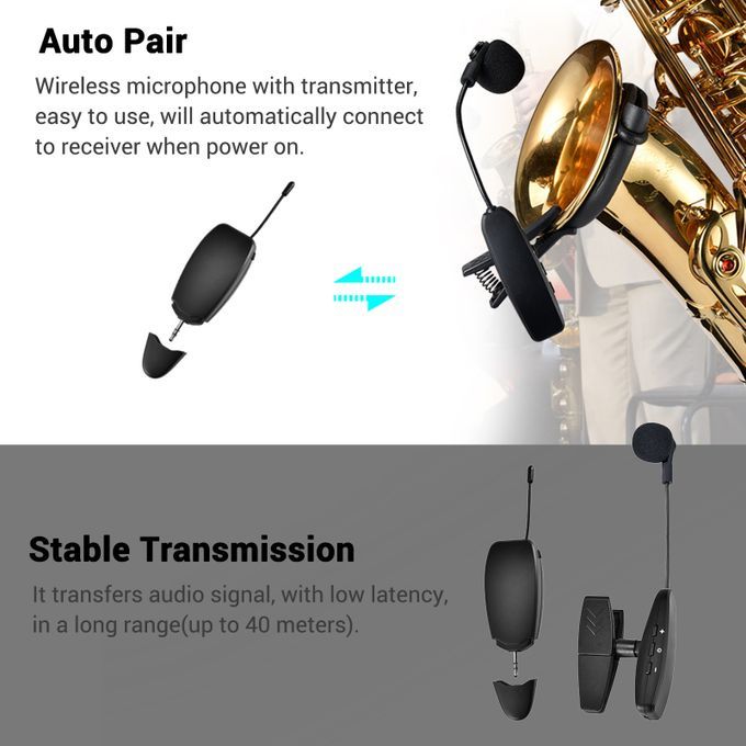 UHF Wireless Cardioid Condenser Microphone Clip-on Musical