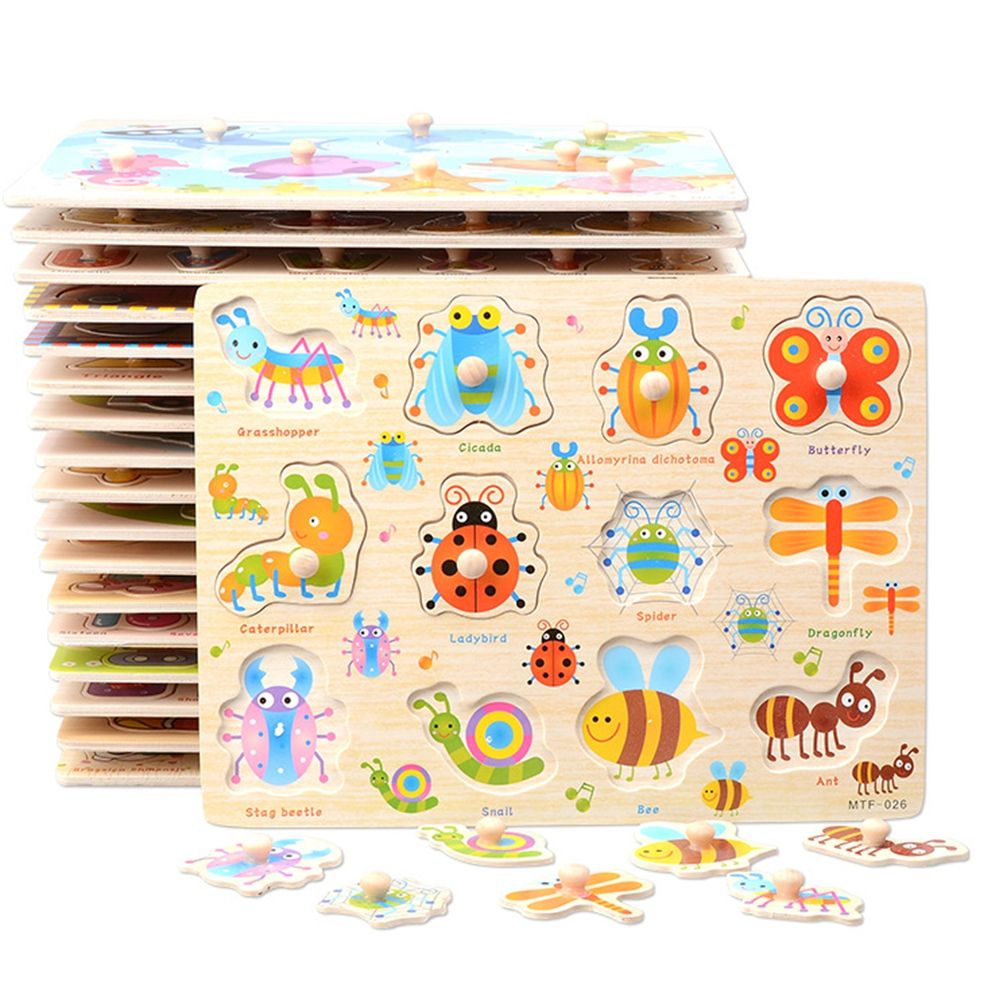 Children Puzzle Wooden Peg Puzzles For Toddlers 2 3 Years Old Alphabet & Number Puzzles For Kids Letters Numbers Animals And Vehicles Learning Toys Gift For Girls And Boys 1