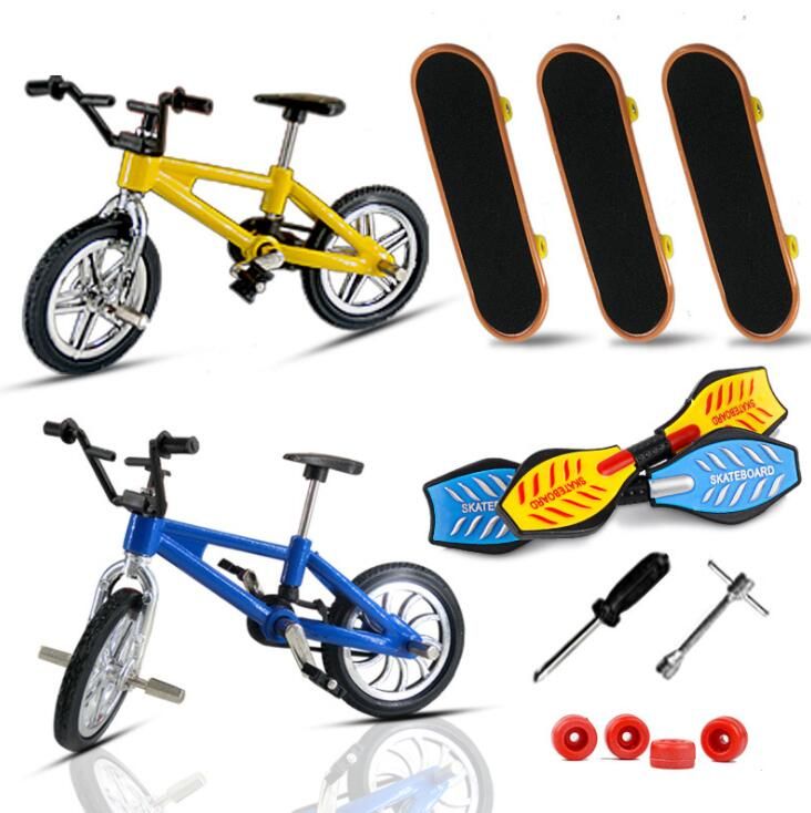 Teck Deck Skate Mini Finger Skateboarding Fingerboard BMX Bicycle Set Fun Skate Boards Mini Bikes Toys For Children Boys Kids