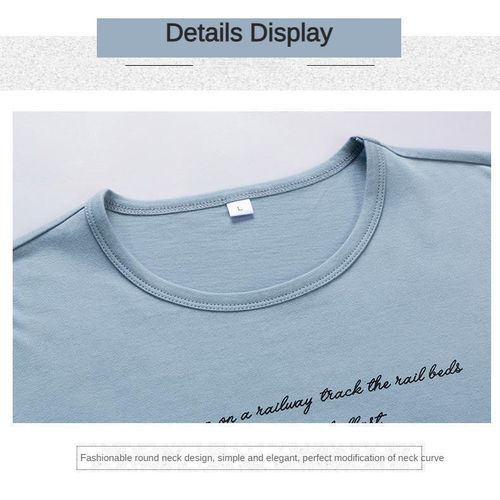 Men Summer Icon Printed Short Sleeve Round Neck T-shirt Cotton - Parkour Blue