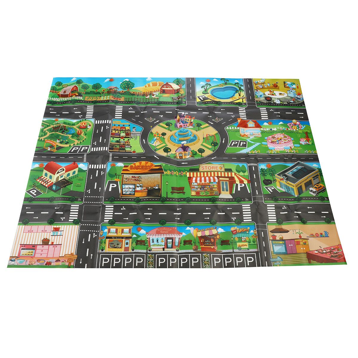 Traffic Map Play Mat Rug Carpet Car Vehicles Track Toy Kids Boys Gifts Map