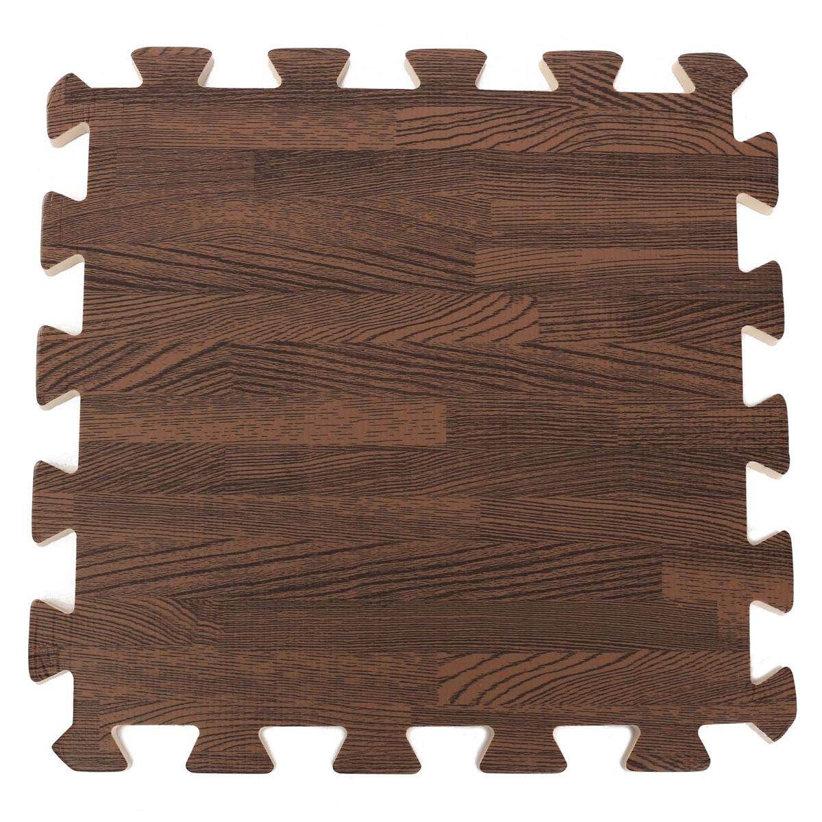 9PCS Wood Interlock EVA Foam Floor Puzzle Pad Work Gym Mat Kid Safety Play Rug Deep Wood Grain