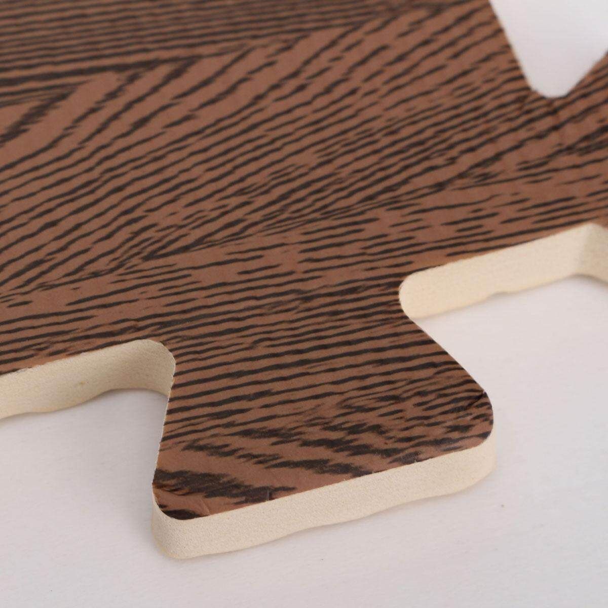 9PCS Wood Interlock EVA Foam Floor Puzzle Pad Work Gym Mat Kid Safety Play Rug Deep Wood Grain
