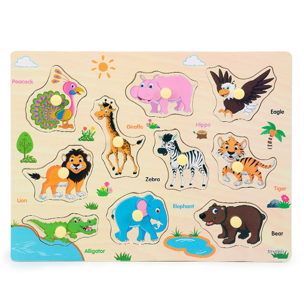 Animal Number Fruit Animal Wooden Puzzle Pairing Board-
