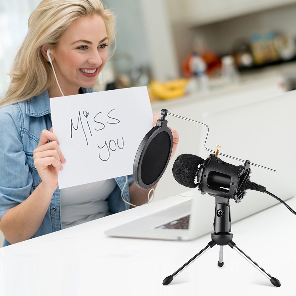 Video Microphone Kit With Mini Microphone Tripod Shock Mount