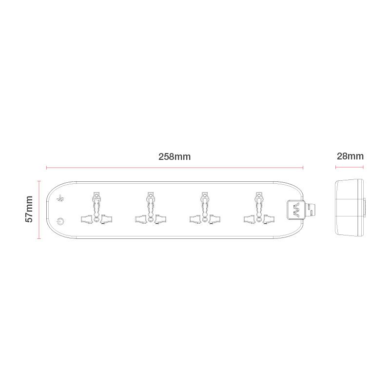 Universal Surge Extension 4 Socket 2M White