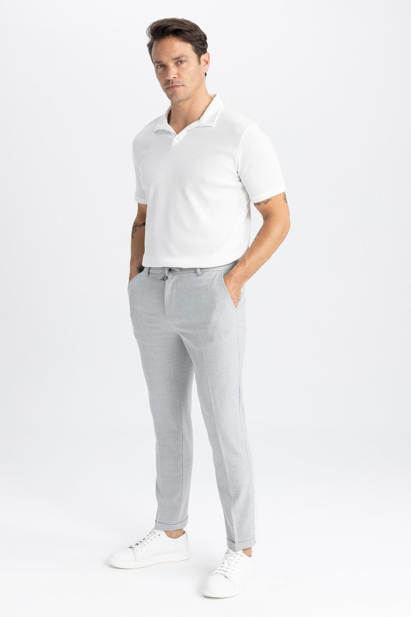 Man Smart Casual Jogger Fit Woven Trousers - Grey