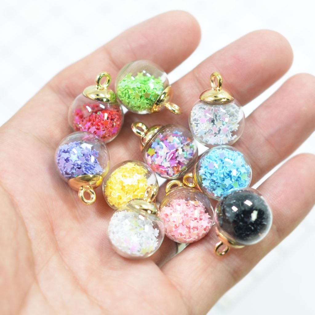 10pc Korean 16mm Crystal Glass Ball Charms For DIY Jewelry Earrings