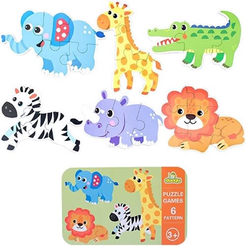Kids 6 Pattern Jigsaw Puzzle Game - Wild Animals
