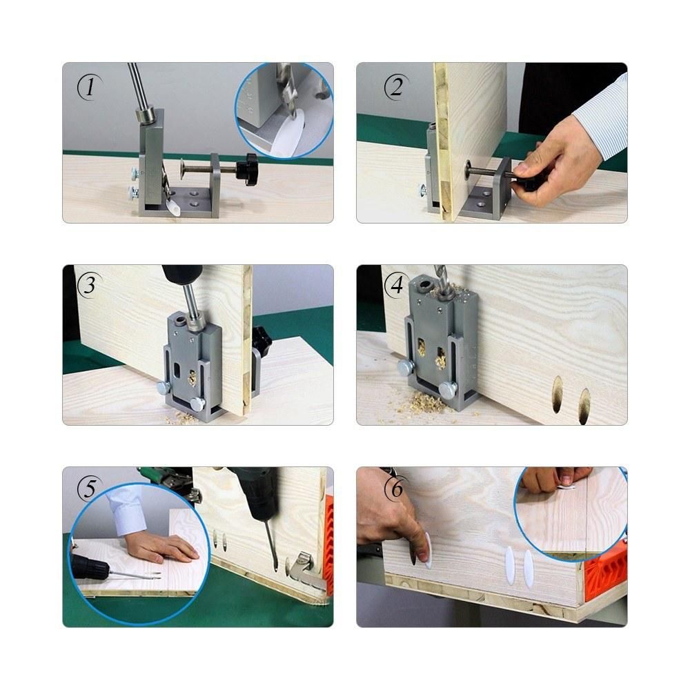 Hole Locator Jig DIY Kit System Pocket Hole Locator for Wood Working Pocket Hole Drilling Guide Kit Oblique Jig System Drill Guide Set Oblique Hole Positioning Kit Pocket Hole Joinery Woodworking Positioning Locator Tool For 