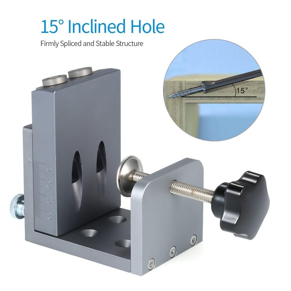 Hole Locator Jig DIY Kit System Pocket Hole Locator for Wood Working Pocket Hole Drilling Guide Kit Oblique Jig System Drill Guide Set Oblique Hole Positioning Kit Pocket Hole Joinery Woodworking Positioning Locator Tool For 