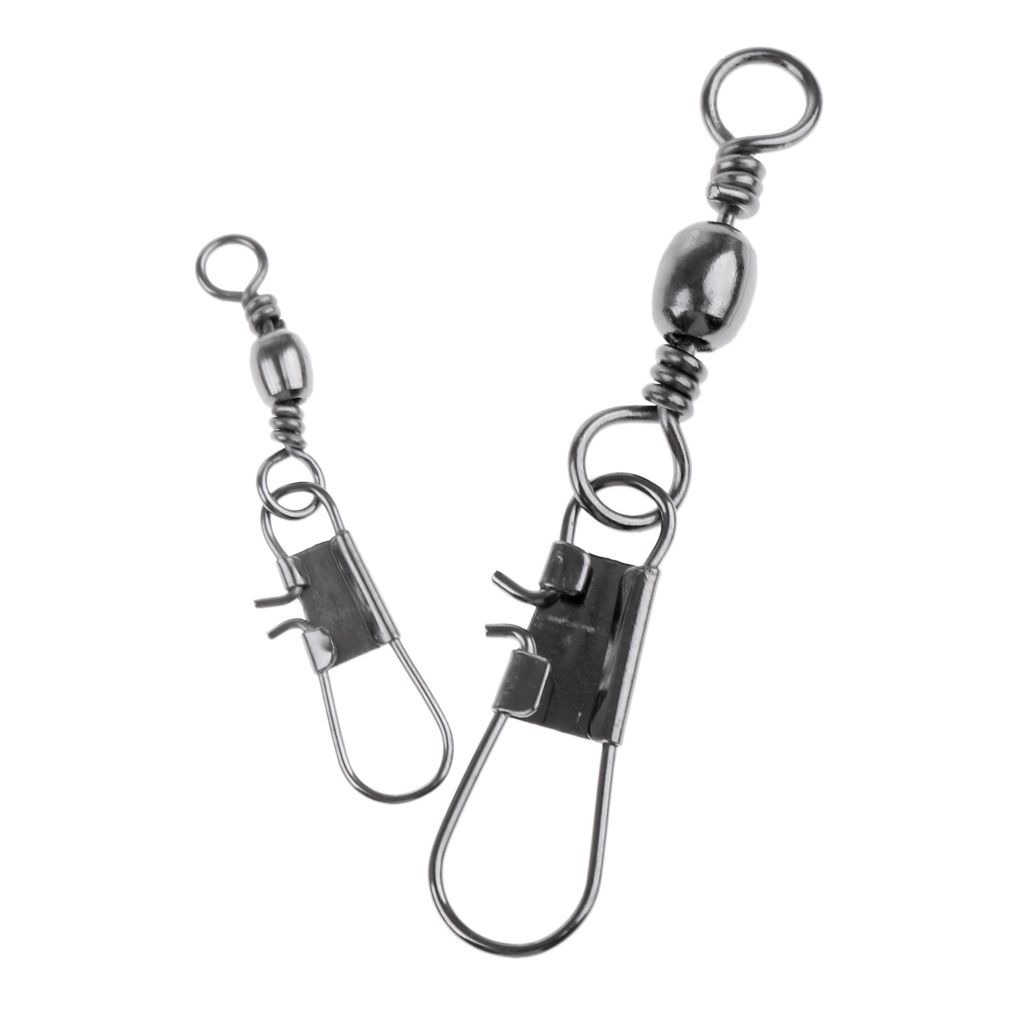 100Pcs 2#-10# Rolling Barrel  Swivels With Interlock Snap