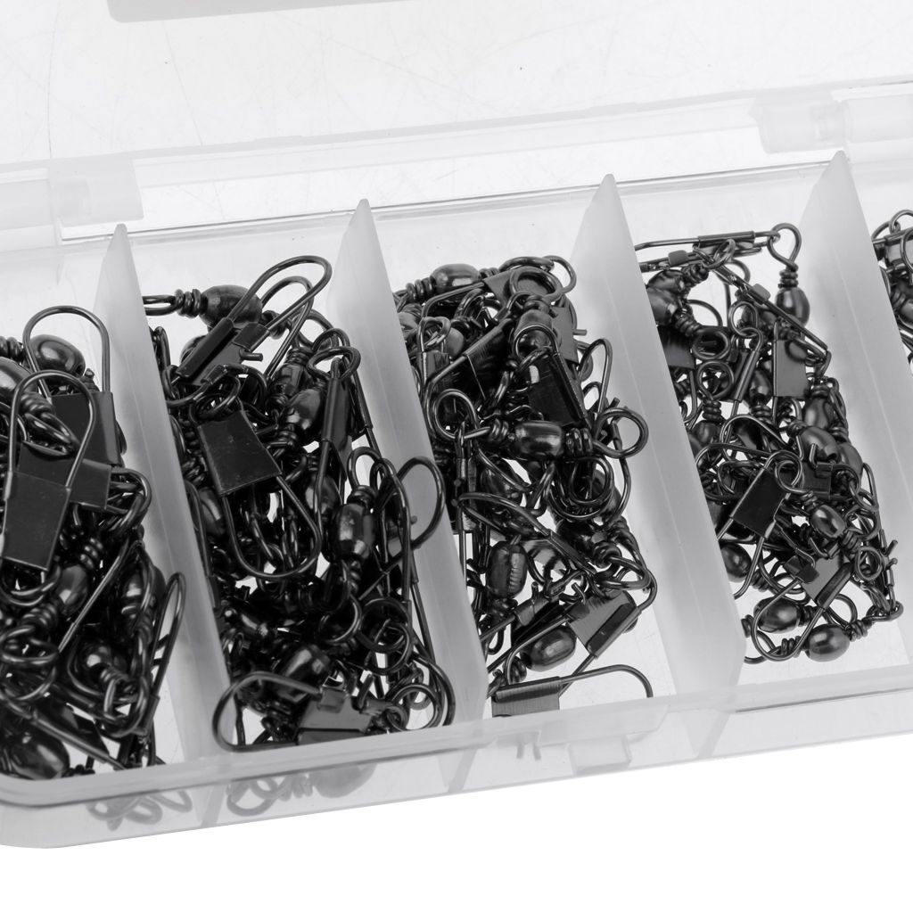 100Pcs 2#-10# Rolling Barrel  Swivels With Interlock Snap