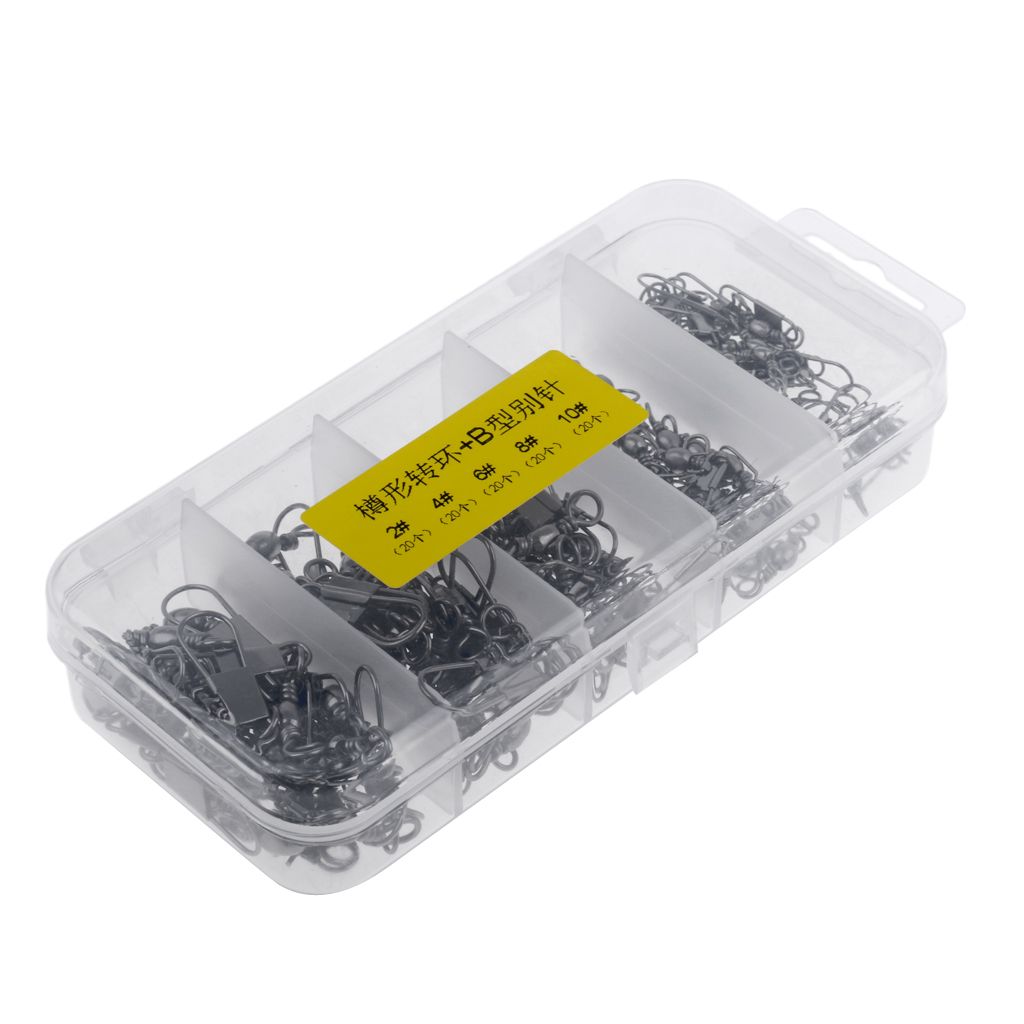 100Pcs 2#-10# Rolling Barrel  Swivels With Interlock Snap