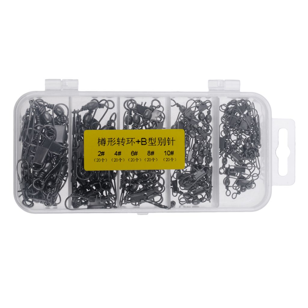 100Pcs 2#-10# Rolling Barrel  Swivels With Interlock Snap