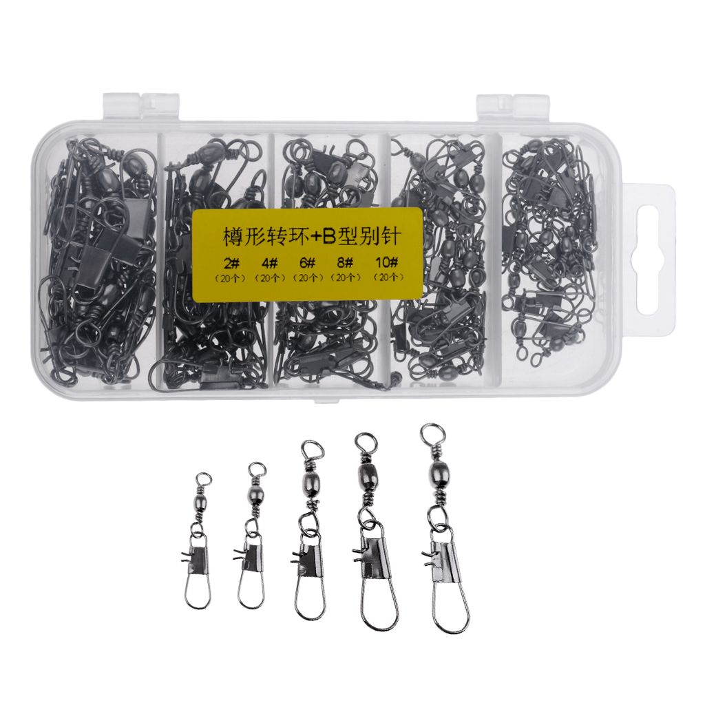 100Pcs 2#-10# Rolling Barrel  Swivels With Interlock Snap
