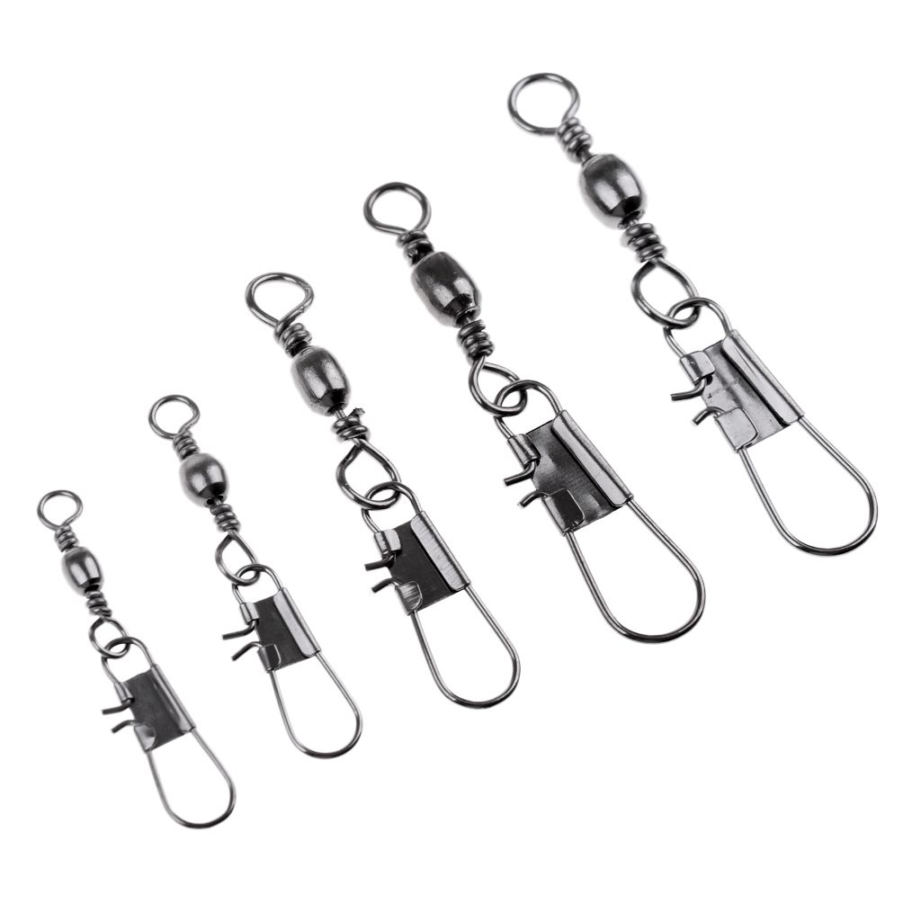 100Pcs 2#-10# Rolling Barrel  Swivels With Interlock Snap