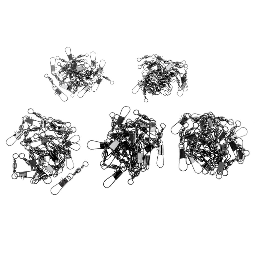 100Pcs 2#-10# Rolling Barrel  Swivels With Interlock Snap