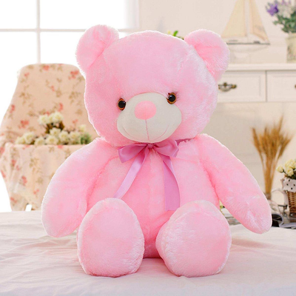 Light Up LED Teddy Bear Animal Plush Toy Kids Toys Gifts Pink-30cm