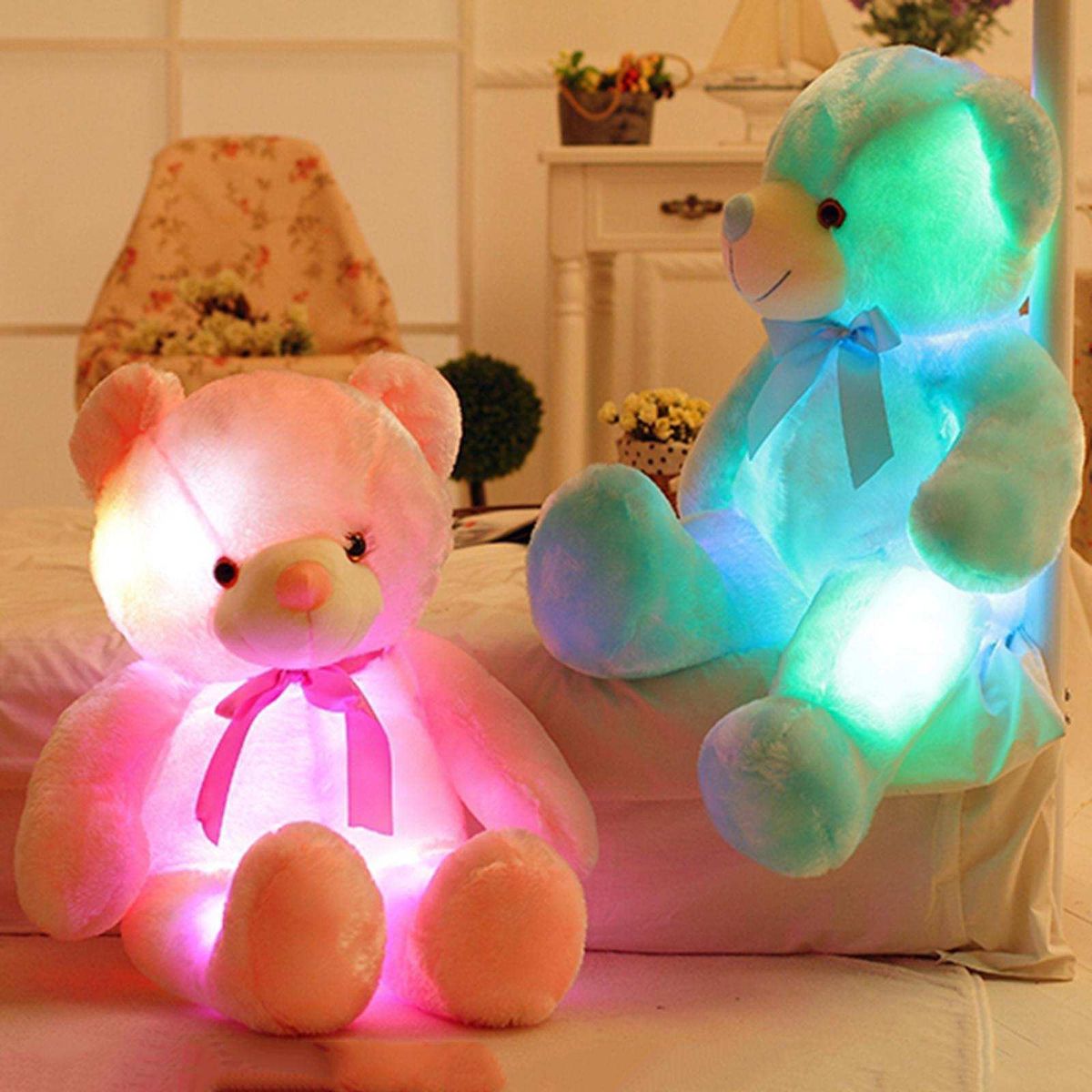 Light Up LED Teddy Bear Animal Plush Toy Kids Toys Gifts Pink-30cm