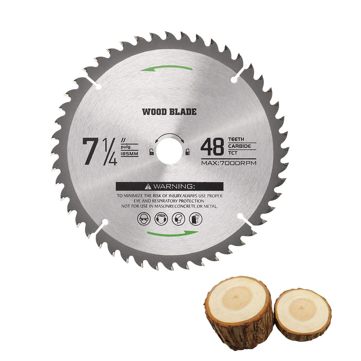 Circular Saw Blade 7-1/4''(185MM) 48 Tooth  Tungsten Carbide Tipped Circular Wood Cutting Saw Blade with 5/8''(16mm) Arbor for Wood Cutting Max Speed 7000RPM  Anti-clockwise Cutting Direction Arbor 5/8'' (16mm) EU