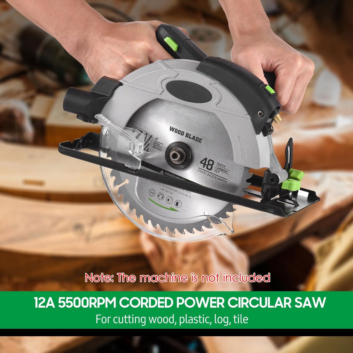 Circular Saw Blade 7-1/4''(185MM) 48 Tooth  Tungsten Carbide Tipped Circular Wood Cutting Saw Blade with 5/8''(16mm) Arbor for Wood Cutting Max Speed 7000RPM  Anti-clockwise Cutting Direction Arbor 5/8'' (16mm) EU