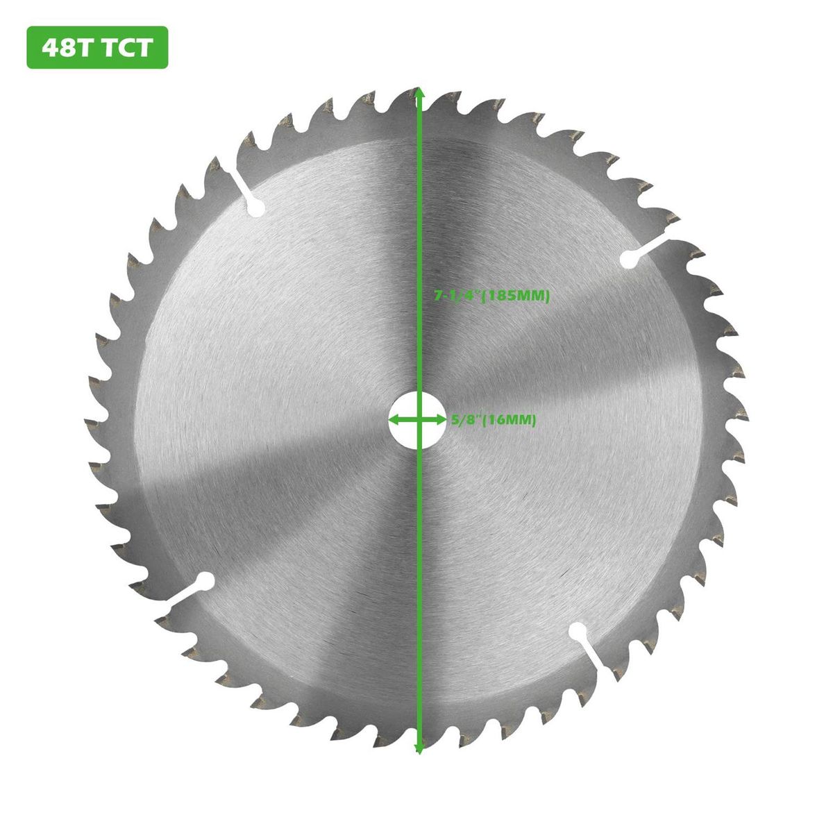 Circular Saw Blade 7-1/4''(185MM) 48 Tooth  Tungsten Carbide Tipped Circular Wood Cutting Saw Blade with 5/8''(16mm) Arbor for Wood Cutting Max Speed 7000RPM  Anti-clockwise Cutting Direction Arbor 5/8'' (16mm) EU