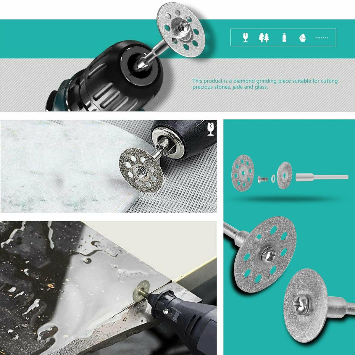 42 Pcs Cutting Wheels Set,Resin Cutting Off Wheels With Mandrels, HSS Circular Saw Blades for   Wood Glass Plastic Stone Metal