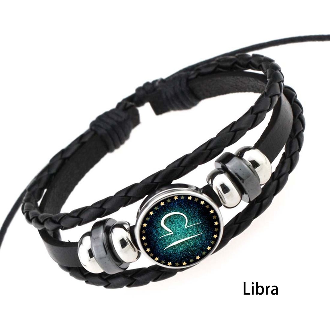Hand-knitted Beaded Retro DIY Bracelet Libra Constellation Leather Punk Bracelet