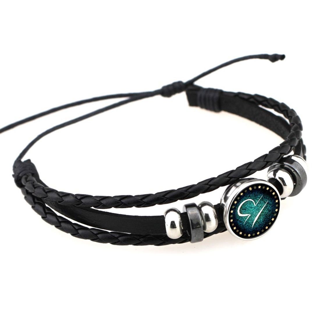 Hand-knitted Beaded Retro DIY Bracelet Libra Constellation Leather Punk Bracelet
