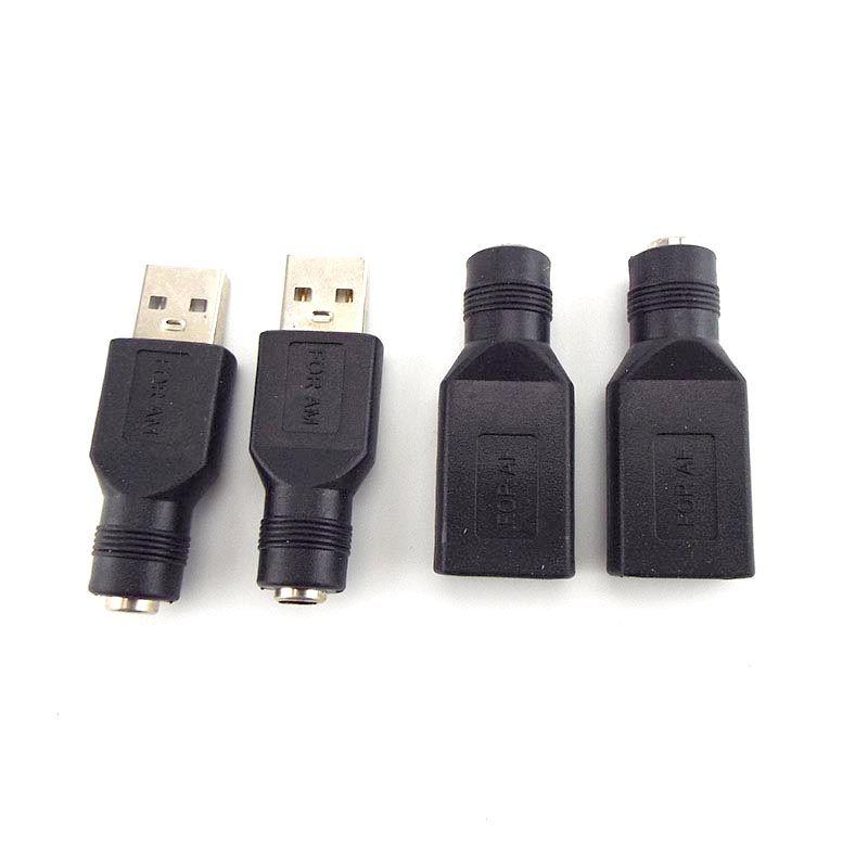 DIY Connector 5.5*2.1mm DC Female Power Jack To USB 2.0 Type A Male Plug Jack Socket 5V DC Power Plugs Adapter Laptop-5pcs USB Female
